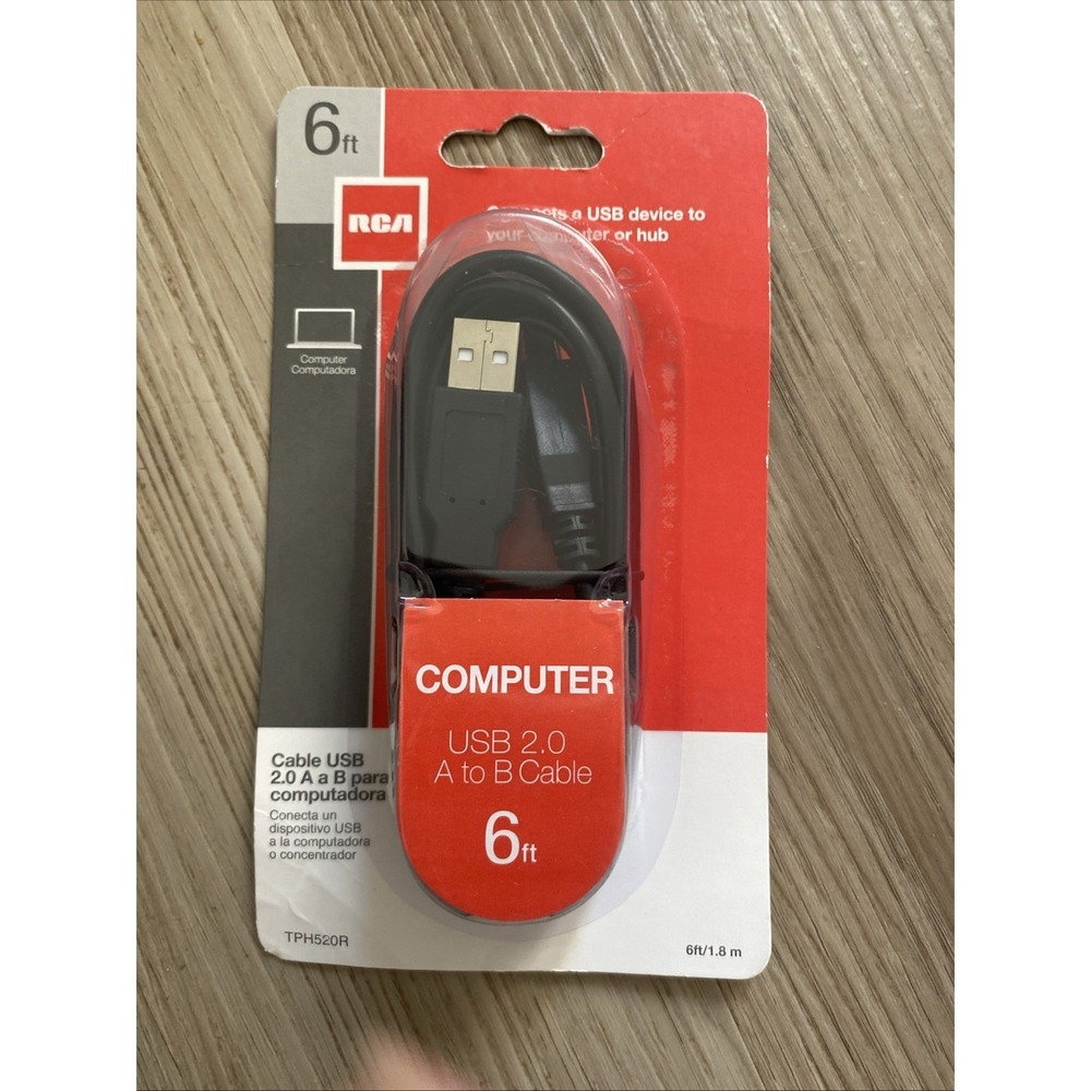 RCA 6' COMPUTER USB 2.0 A TO B Cable TPH520R Connect USB to Computer